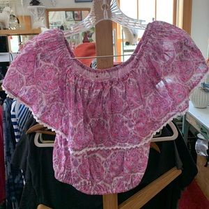 Girly off shoulder block print top